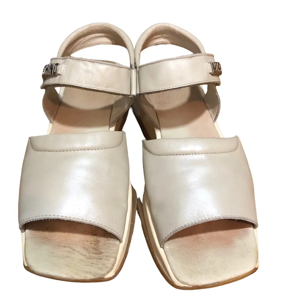 LOVE MOSCHINO Calfskin Logo Platform Sandals